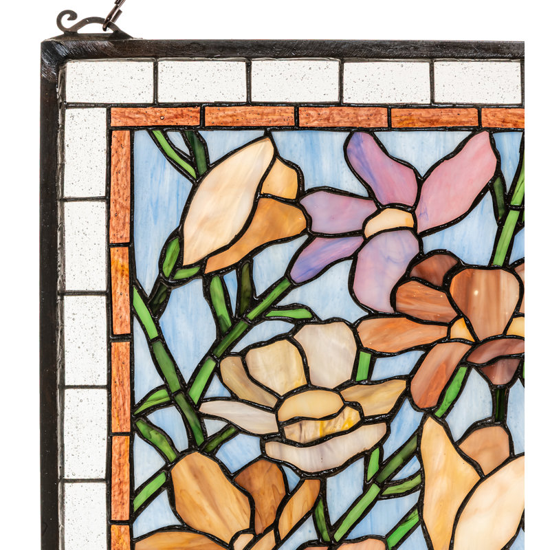22" Wide X 22" High Sugar Magnolia Stained Glass Window