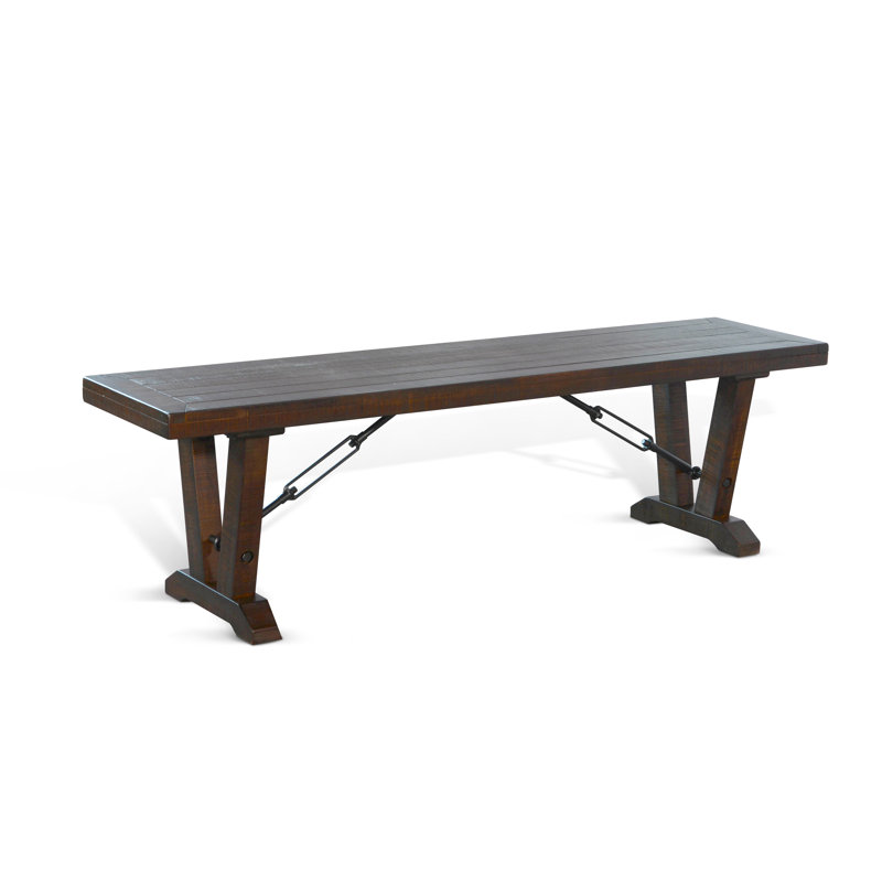 Banc en bois massif Ameet, Feuille de tabac