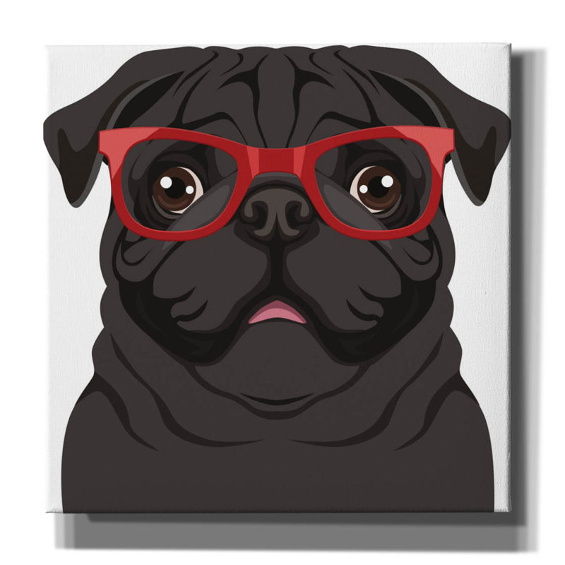 "Carlin portant des lunettes de hipster 5" par Furbaby Affiliates, H 26 po x l 26 po x P 1,5 po