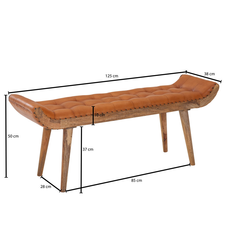 Tenorio Genuine Leather Upholstered Bench