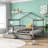 Classic Gray Solid Wood House-Shaped Full Size Platform Bed with Storage Drawers for Kids Bedroom-1775600468-1775600470