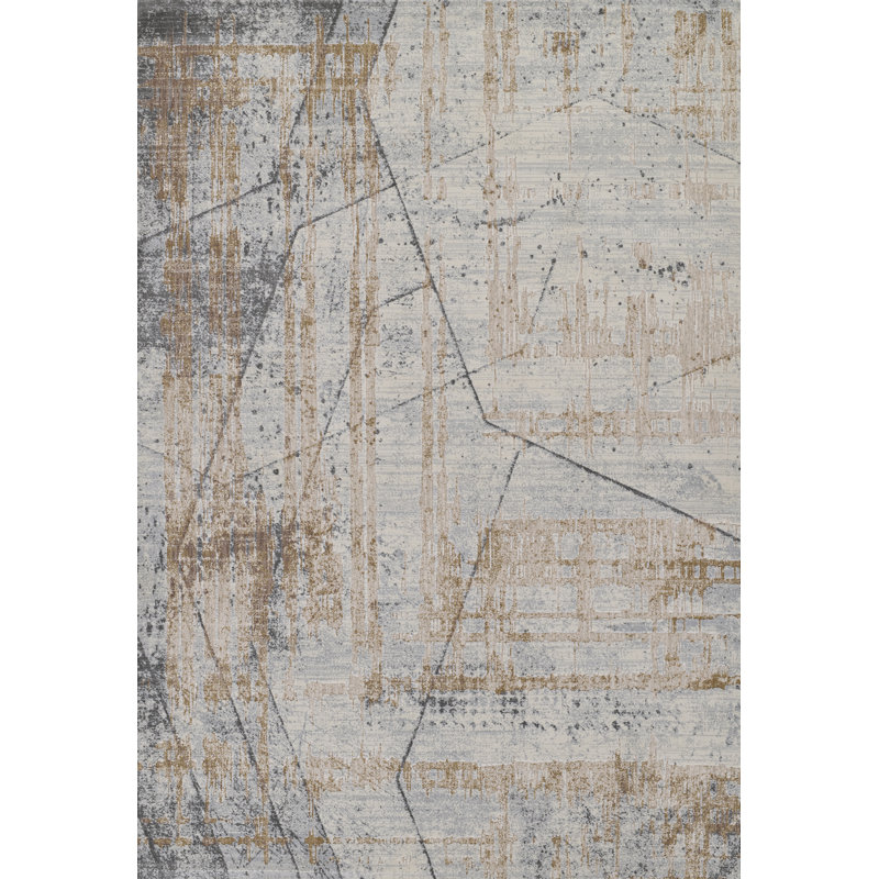 Erla Polyester Blend Abstract Blue Area Rug 2' X 3', 2' X 3'