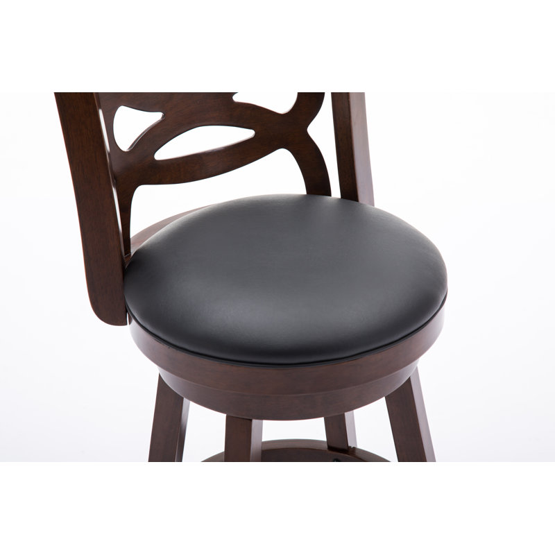 Hegg Swivel Upholstered Faux Leather Counter Stool with Solid Wood Frame, Cappuccino, Counter Stool (24" Seat Height)
