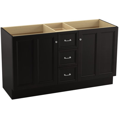 Meuble-lavabo Damask de 152 cm (60 po) avec plinthe, 2 portes et 3 tiroirs