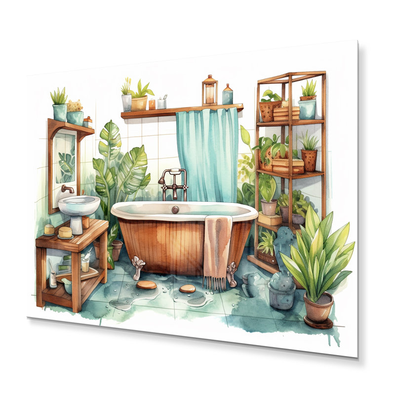 «Natural Bathroom Decor XX» - Impression sur métal pour salle de bain, H 12 po x l 20 po x P 1 po