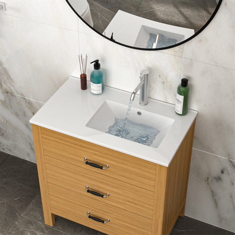 Lavabo rectangulaire pour salle de bain avec 1 trou de robinet et trop-plein