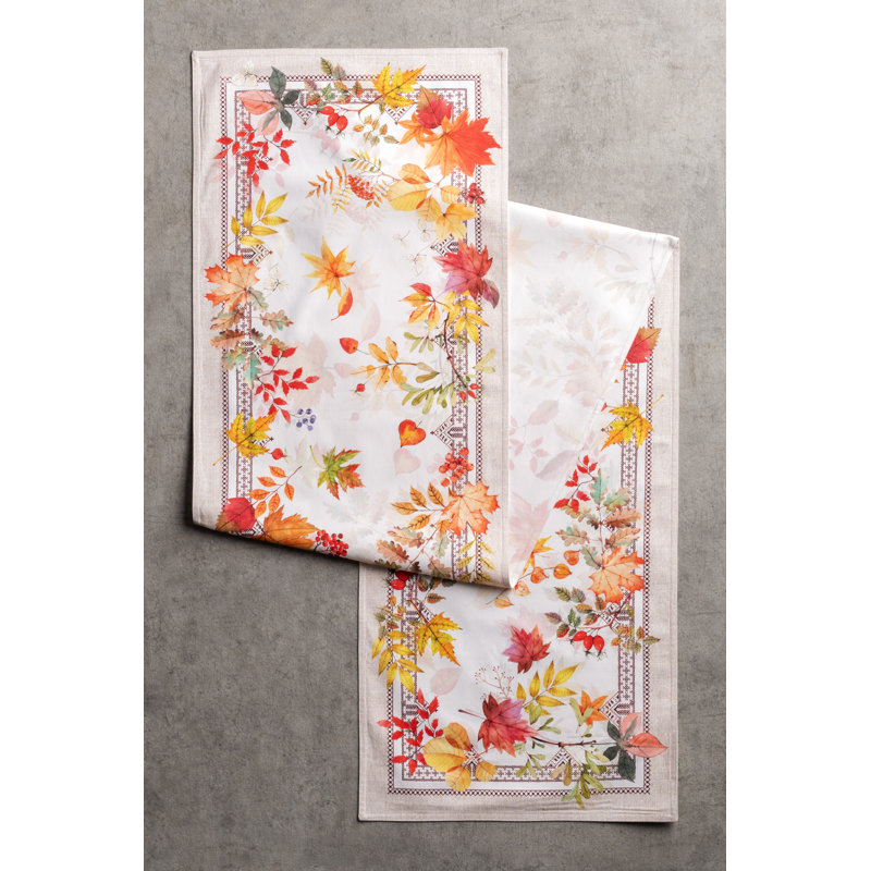 Floral 100% Cotton Thanksgiving Table Runner, 108" x 14.5"