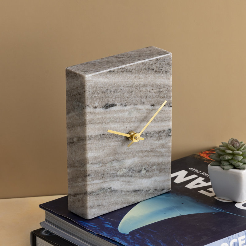 Petite horloge de table Morchino, H 17 po x l 11 po x P 12 po, Gris