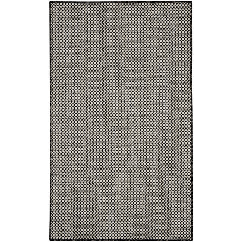 Hartigan Black White Modern Indoor/Outdoor Rug, Rectangle 2' x 3'