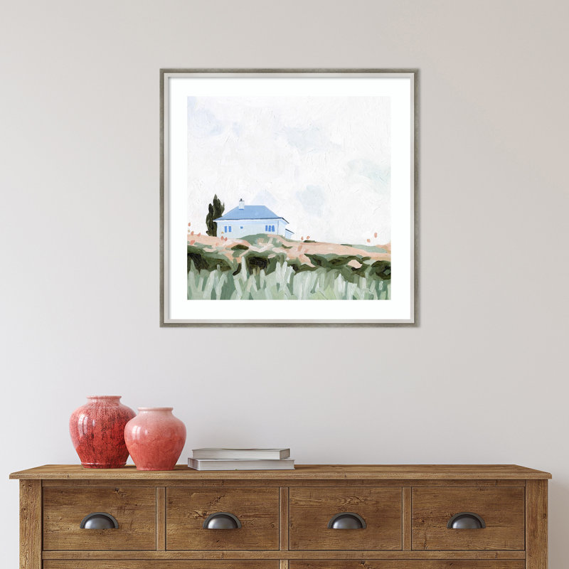 «House On A Hill II» par Emma Scarvey, reproduction d'art encadrée, Argent, H 25 po x l 25 po x P 1,75 po