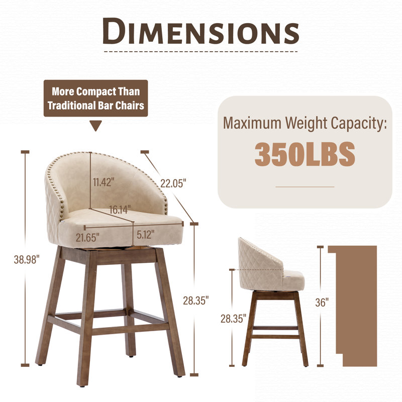 Nivelles Swivel Upholstered Counter Stool, Brown, Tan
