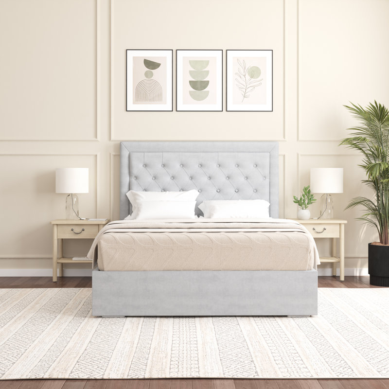 Merissa Upholstered Bed Frame, Light Silver, Small Double (4')
