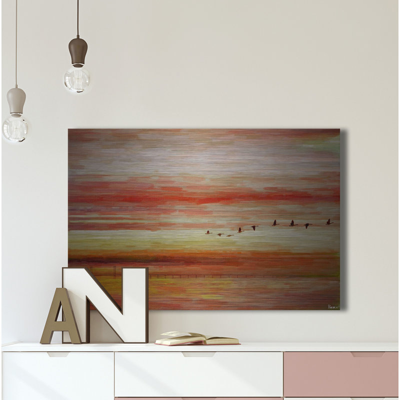 Reproduction de photo sur métal « flying south » par parvez taj, H 20 po x l 30 po x P 1,5 po