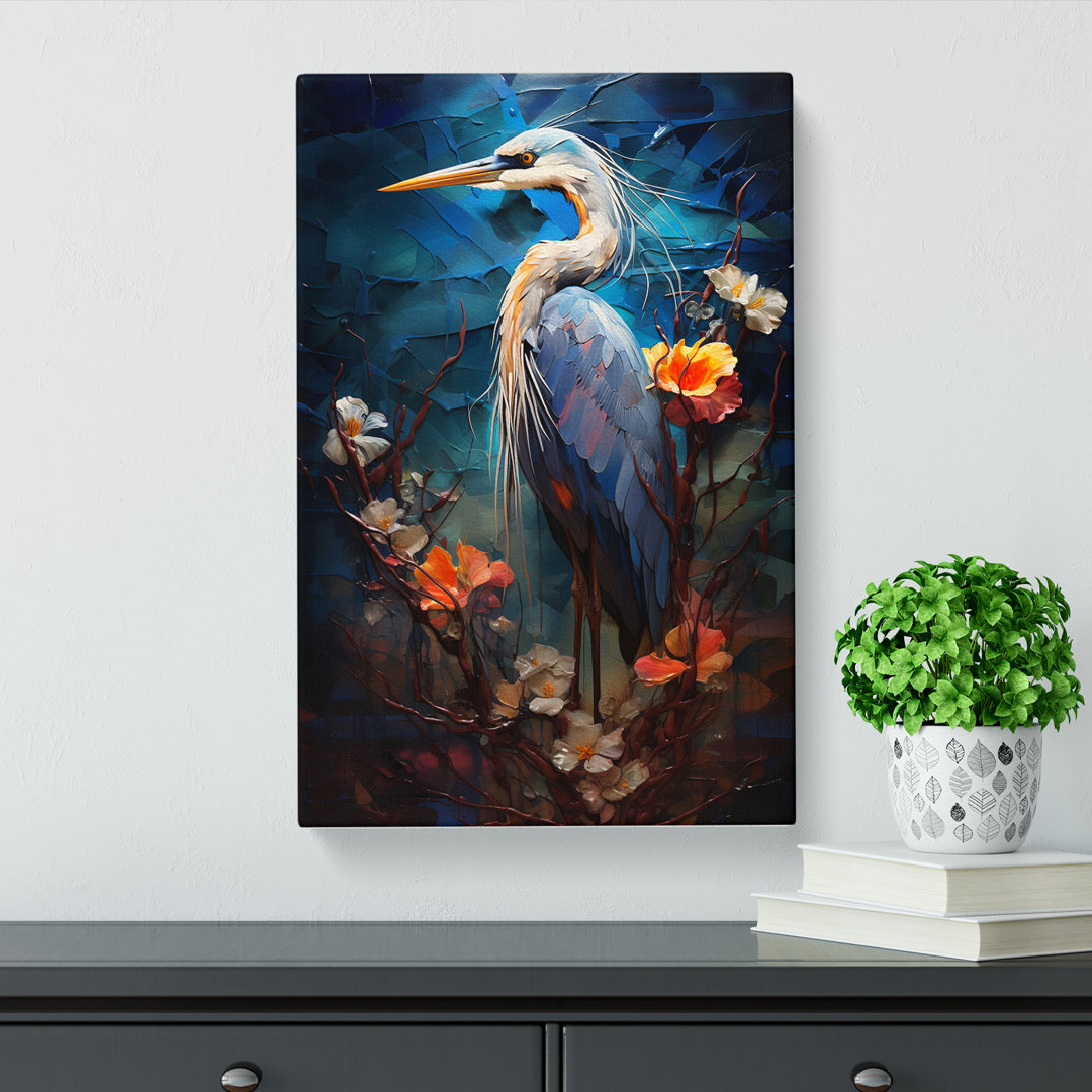 Heron Orphism Art - Wrapped Canvas