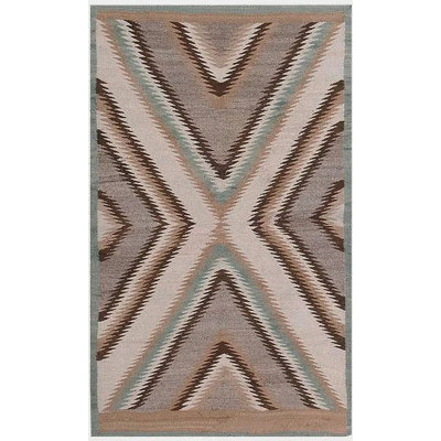Small Tribal Geometric Antique Navajo Flatweave Native American Rug