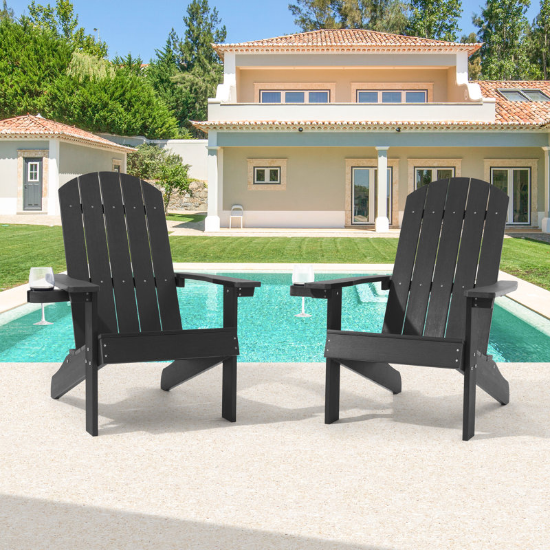 Chaise Adirondack en plastique Bergenfield, Noir