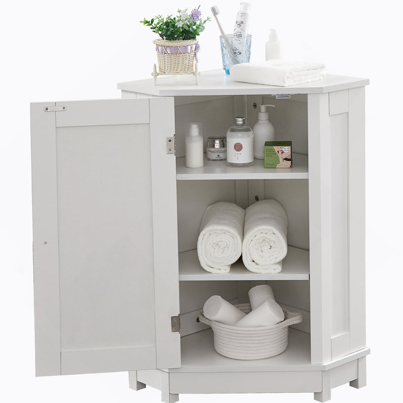Armoire de salle de bain, armoire de rangement de coin triangulaire avec tablette réglable, 31.4" H x 24.8" W x 17.5" D
