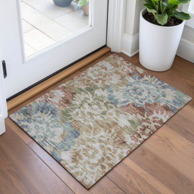 Machine Washable Indoor/Outdoor Xhevrie Paprika Rug