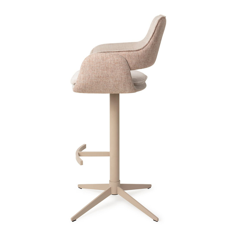 Natsuki Upholstered Bar Stool, Beige/Brown, 75cm