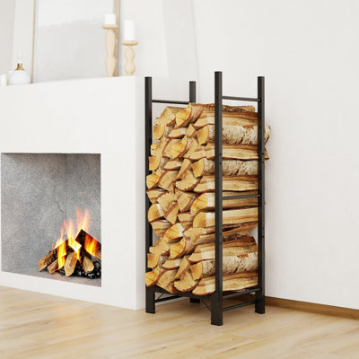 Adjustable Heavy‑Duty Metal Log Rack, Indoor & Outdoor Firewood Stacker Stand, Wood Pile Storage Organiser for Fireplace