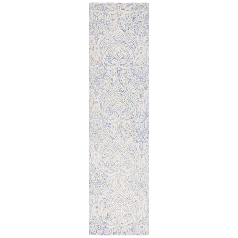Elilah Hand Tufted Wool And Cotton With Latex Damask Rug, Runner 2'3" x 9'
