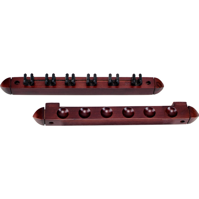 Standard 6 Pool Cue Wall Rack with Clips, Wine