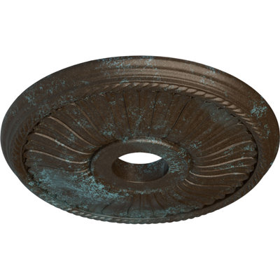 Endurathane Berkshire Ceiling Medallion, 20 1/8"OD x 3 7/8"ID x 1 7/8"P (Fits Canopies up to 6 3/8"), Hand-Painted Bronze Blue Patina Finish