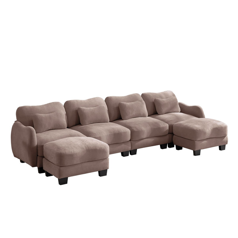 Canapé modulaire en forme de U de 131,5 po à 4 places modulaire en U avec coussin et 2 repose-pieds mobile