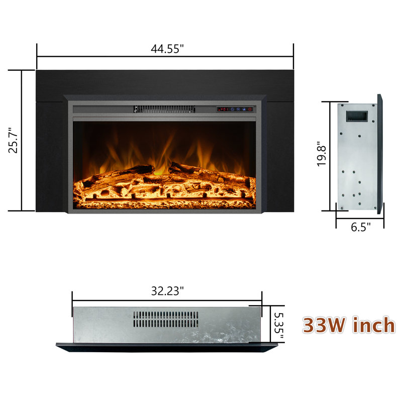 Foyer électrique Cassella, H 25,7 po x l 44,5 po x P 6,5 po