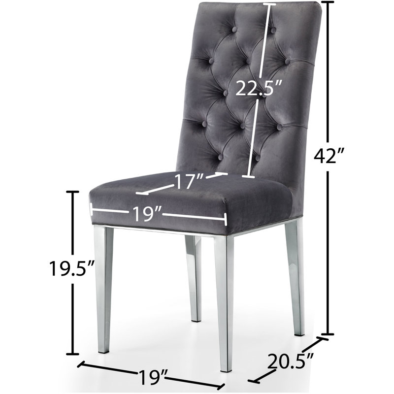 Chaise de salle à manger rembourrée Marshall, Velours gris