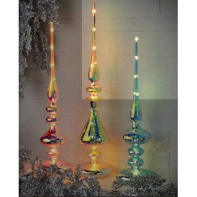 15"-20" Led Glass Obelisk Set Of 3