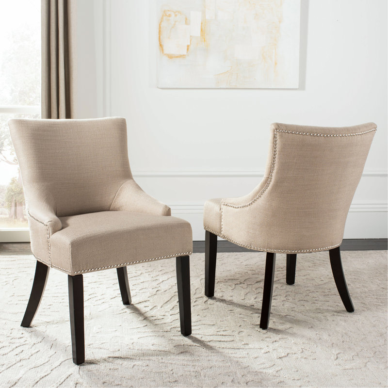 Bronte-May Tufted Upholstered Side Chair, Antique Gold, Espresso