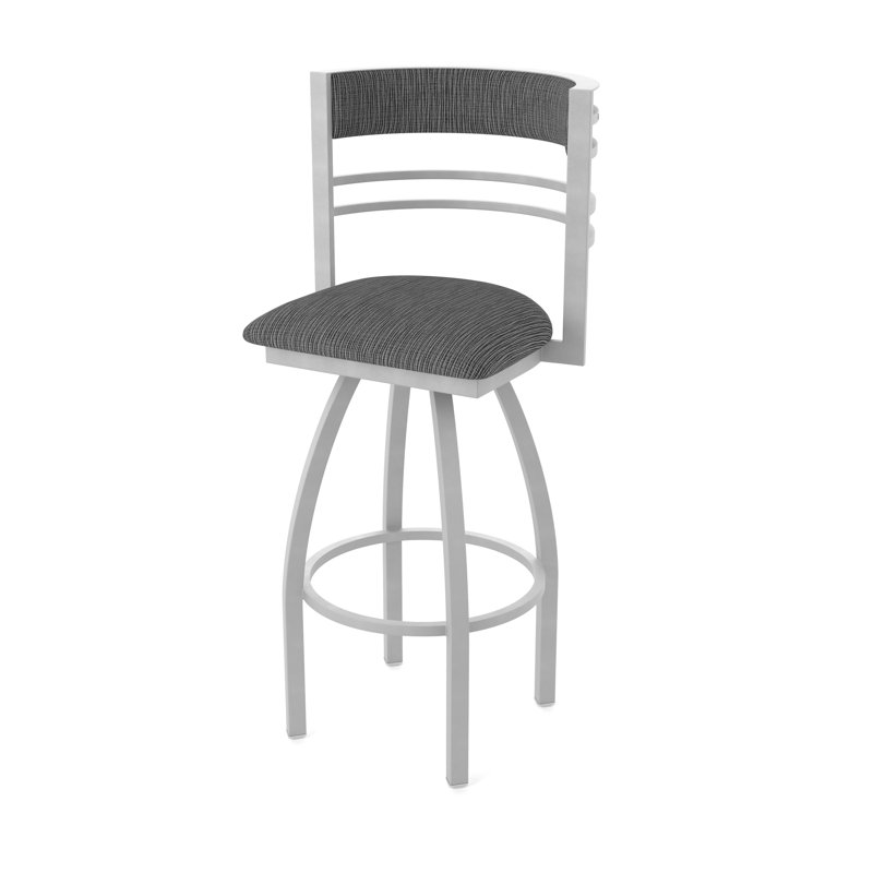 Hunter Swivel Stool, Tabouret de bar (siège d'une hauteur de 30 po), Nickel anodisé, Tissu graphique charbon