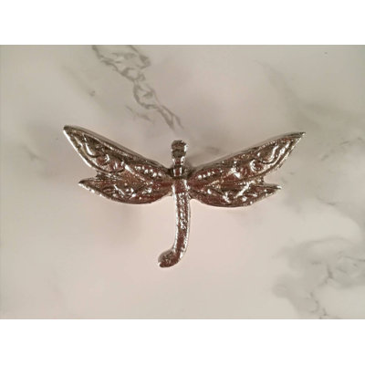 Silver Dragonfly Cabinet Knob