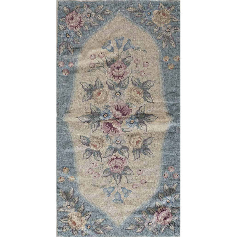 Antique American Hooked Canada Ivory 1935 Rug