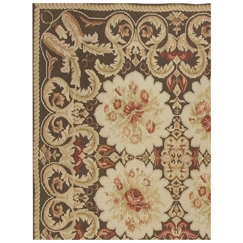 Wool Floral Area Rug, Rectangle 6' x 9'