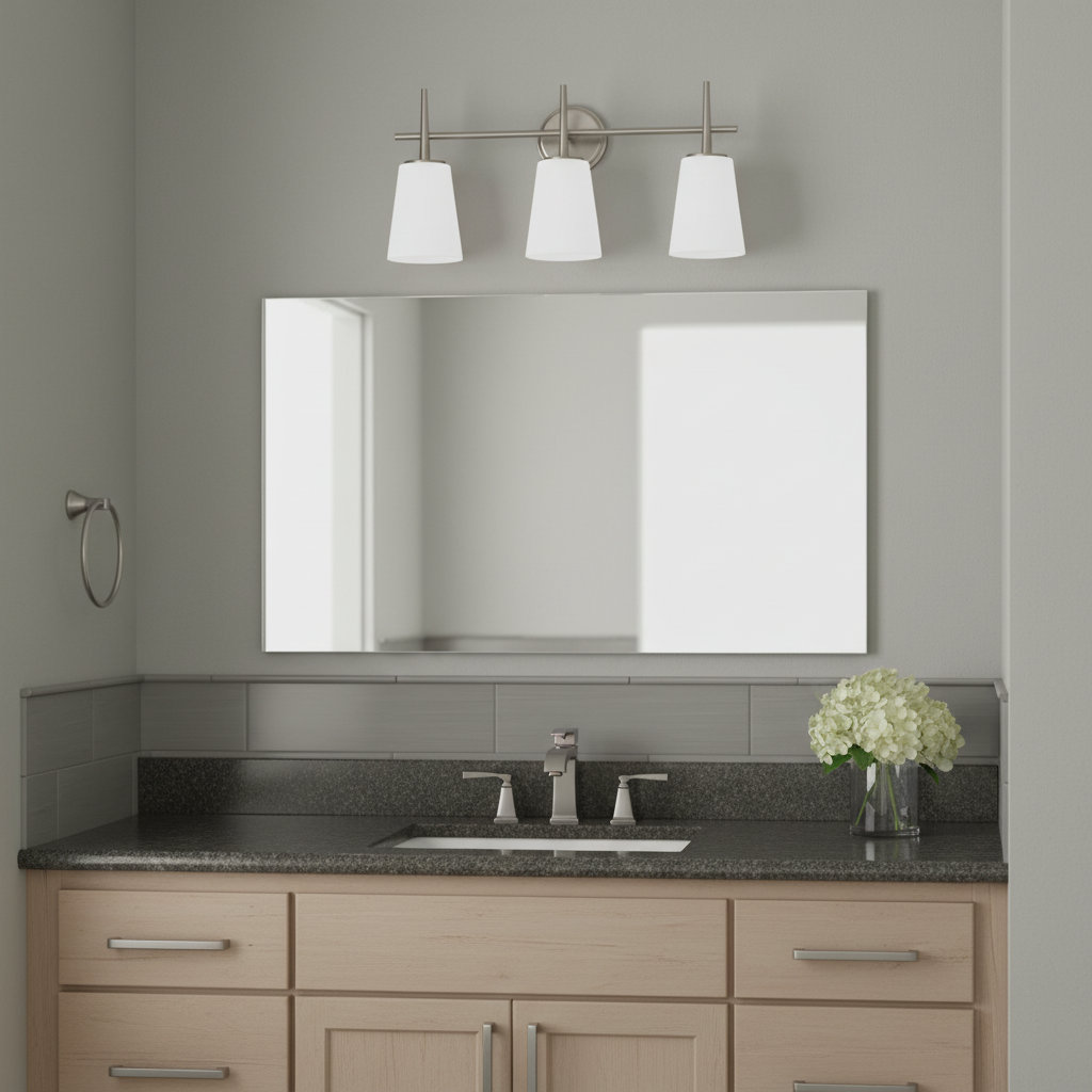 Erlandson 3-Light Dimmable Vanity Light, 100W A19 Medium, Brushed Nickel