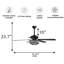 52 po Ventilateur de plafond 5 pales en cristal noir moderne avec lumières, moteur à courant continu à 6 vitesses, télécommande, fixation sur tige-1411805814