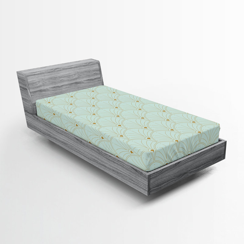  Drap-housse géométrique, Drap-housse de taille simple, Mint Green Sand Brown