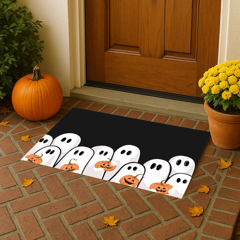 Paillasson Ghost & Pumpkins, Gris anthracite, L 21 po x L 34 po