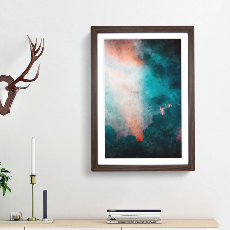Ray of Light Through the Clouds - Picture Frame Graphic Art Print, 33cm H x 24cm W x 2cm D, Walnut Framed