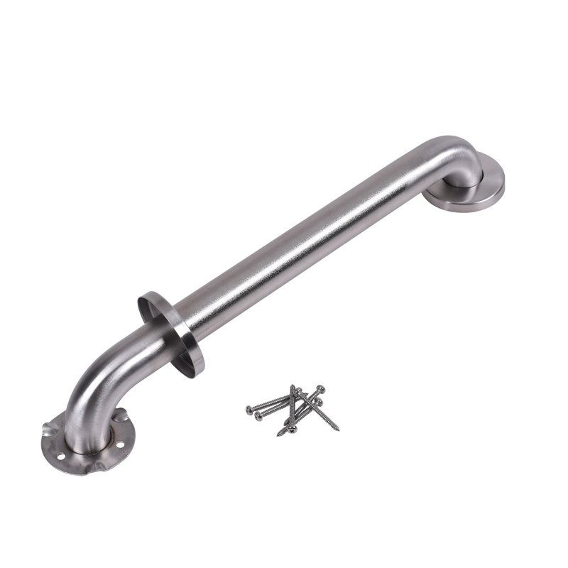 Stainless Steel Grab Bar with Concealed Flange, 18" W, Peened Stainless Steel
