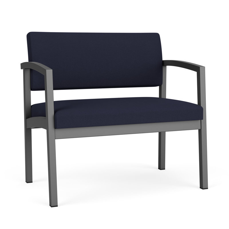 Chaise en acier Lenox, Gris anthracite, Bleu marine Visite Libre - Tissu uni