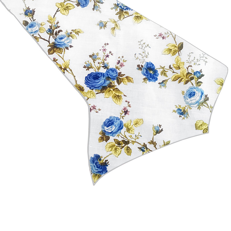 Vintage Floral Large Roses Print Table Runner, 144" Rectangle