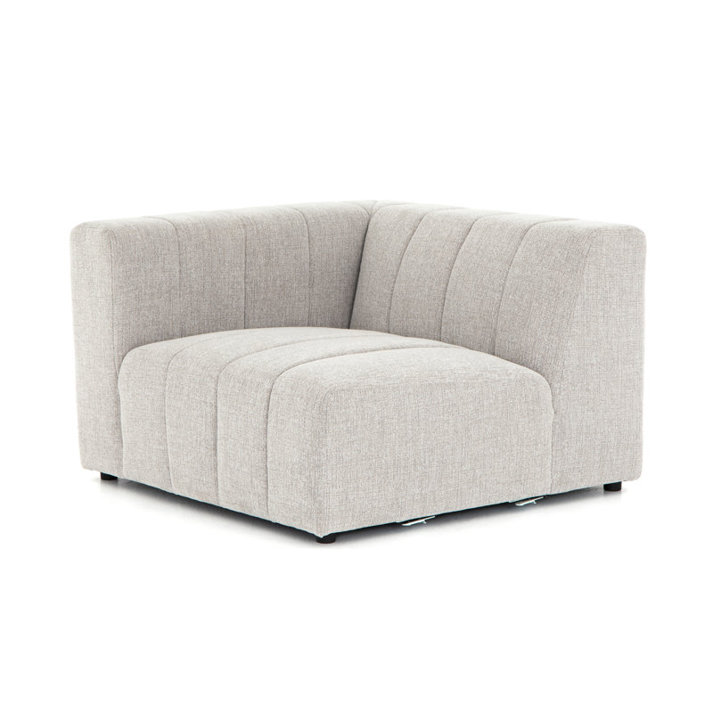 Chaise longue rembourrée Bowry, Light Grey Napa Sandstone, Accoudoir à droite (vu de face)