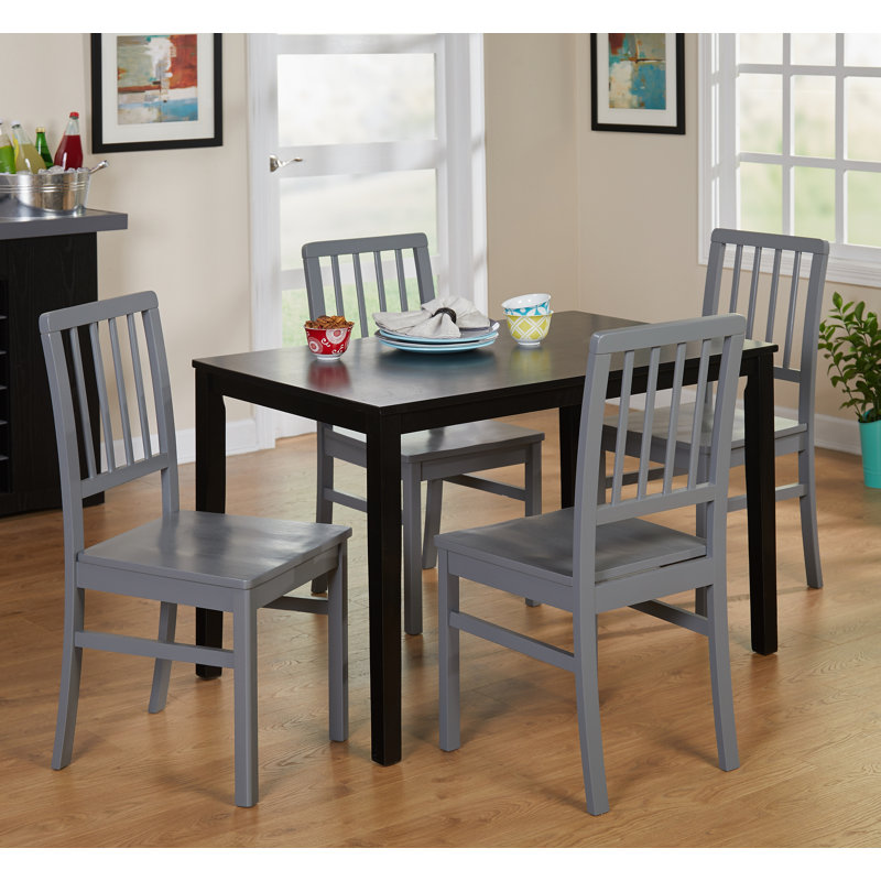 Littell 4 - Person Solid Wood Top Four Leg Base Dining Set, Black, Gray