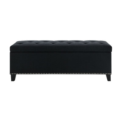 Storage Ottoman, Storage Bench With Safety Close Hinge, Linen Button-Tufted Ottoman For Living Room, Entryway, Hallway, Foot Rest, Support 500Lbs
