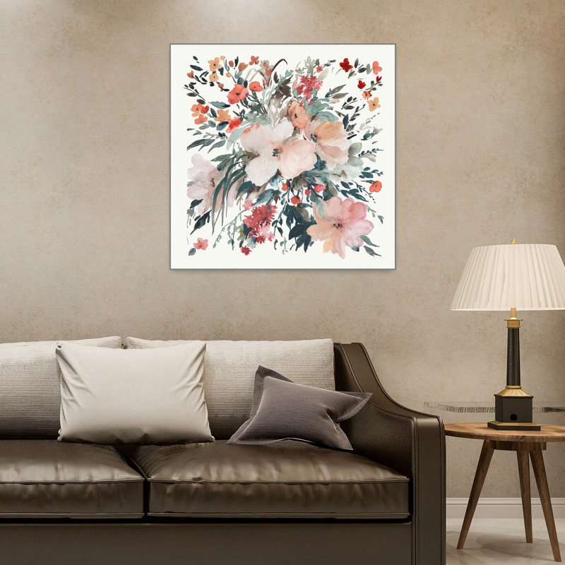 Farmhouse Florals II, délicat, romantique, vibrant, nature, art floral, H 32 po x l 32 po