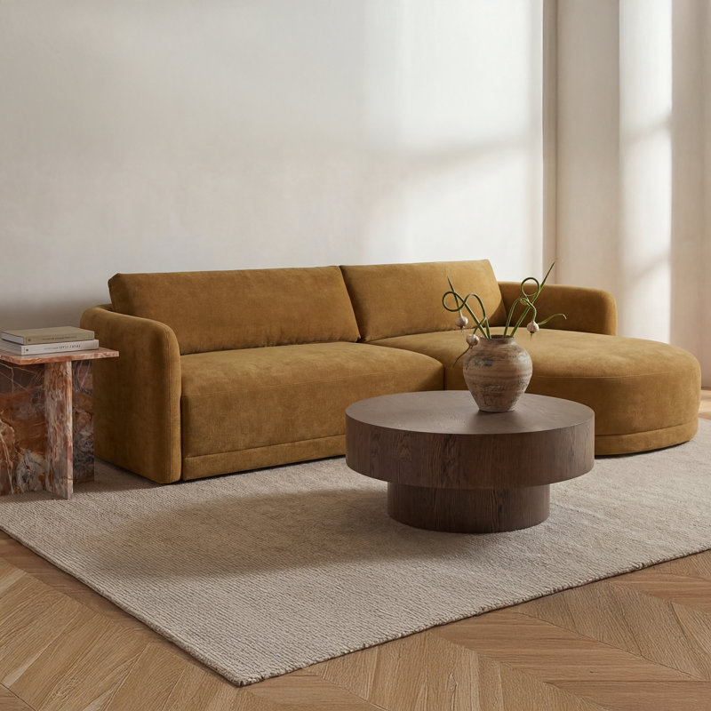 Emmy Sectional Ginger Left, Ginger Polyester, Right Hand Facing