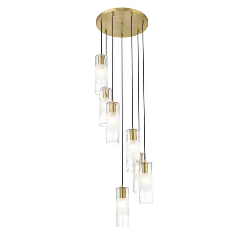 Lustre à niveaux gradués en acier à 7 lumières Preisler, Or